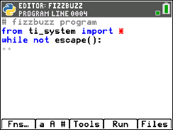 TI-84 Plus CE Python screenshot for Unit 3, Apps step 2