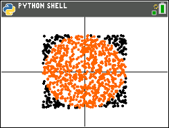 TI-84 Plus CE Python screen for step 1