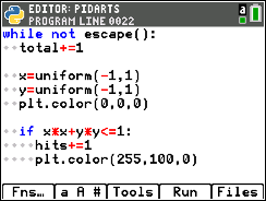 TI-84 Plus CE Python screen for step 7