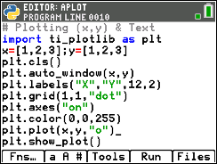 TI-84 Plus CE Python screen for step 3